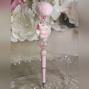 Adorable Pink Unicorn Pen with Pom Pom